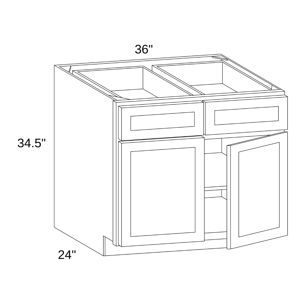 B36 - Base Double Drawer Double Doors