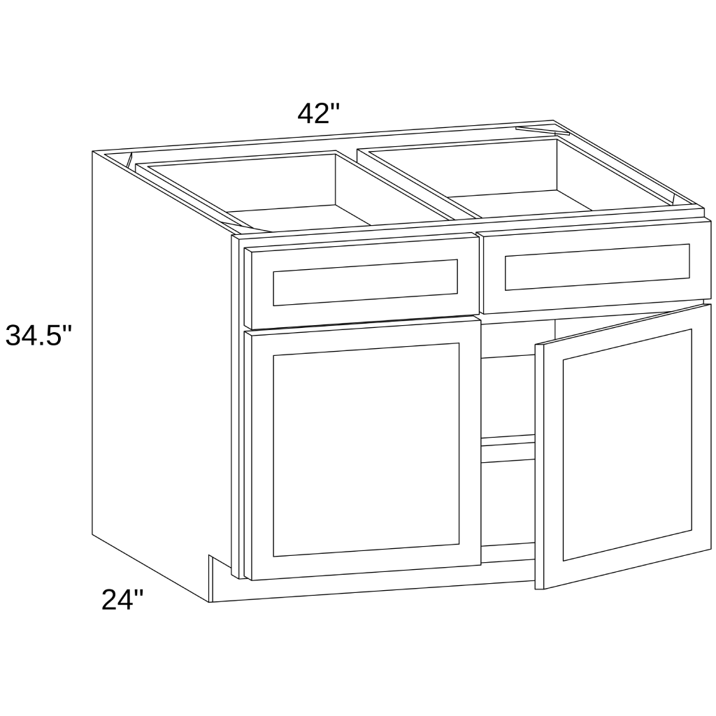 B42 - Base Double Drawer Double Doors