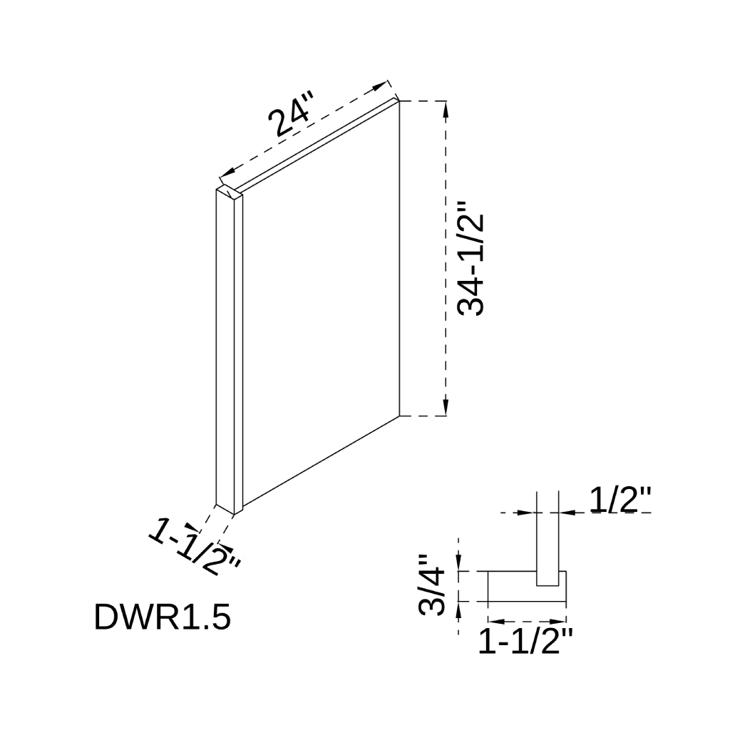 DWPR1.5 - DISHWASHER FLAT PANEL with Filller 1.5"