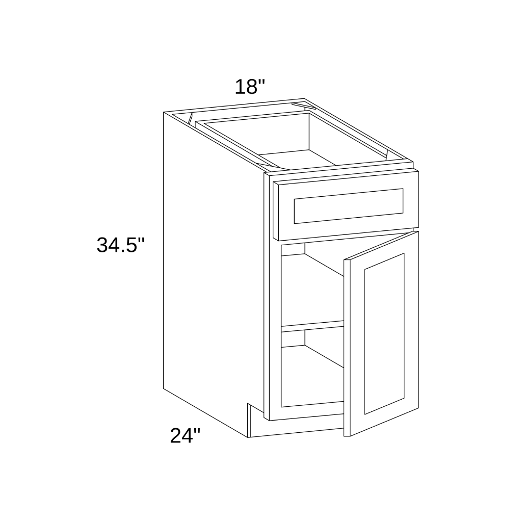 B18 - Base Single Drawer Single Door
