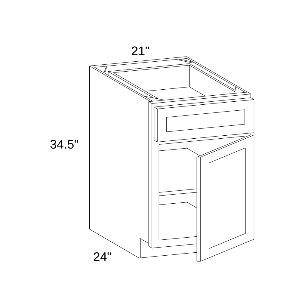 B21 - Base Single Drawer Single Door