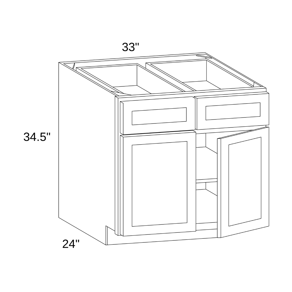 B33 - Base Double Drawer Double Doors