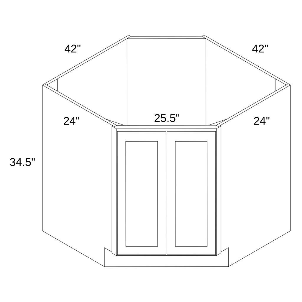 DSB42-DIAGONAL CORNER SINK CABINET