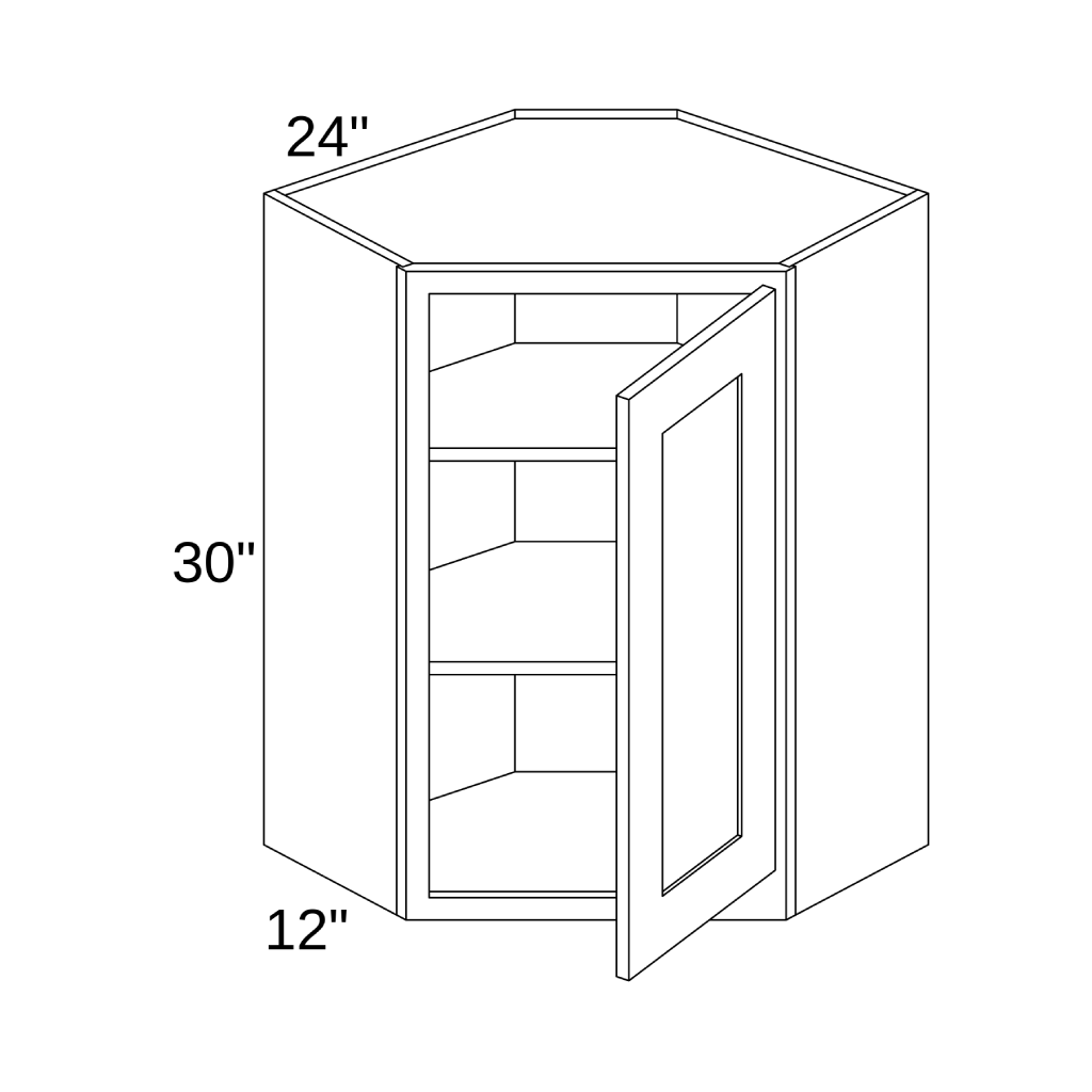 WDC2430 - WALL DIAGONAL CORNER CABINET