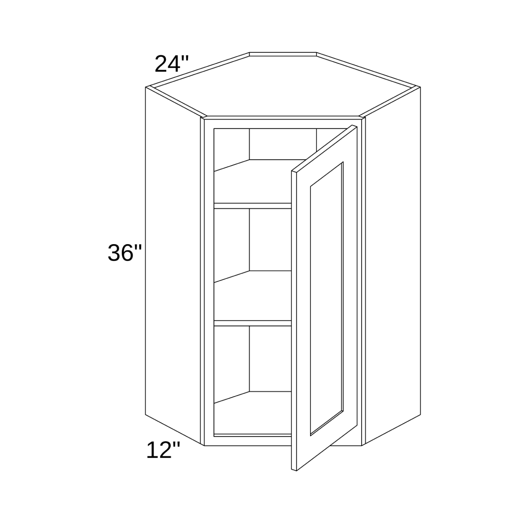 WDC2436 - WALL DIAGONAL CORNER CABINET